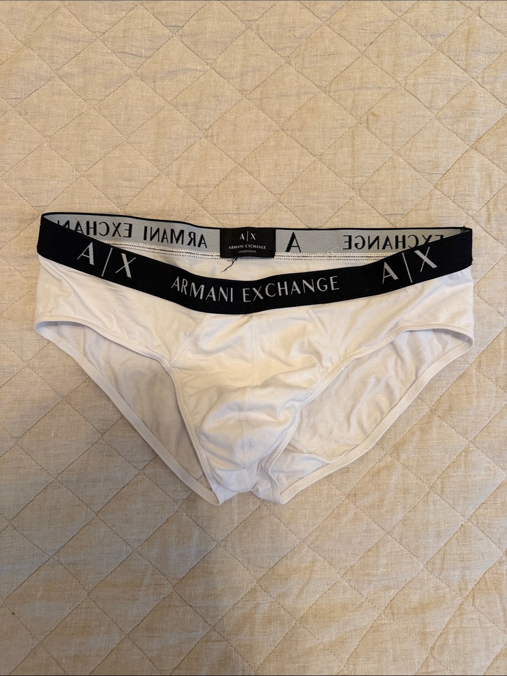 Armani Exchange White Briefs with Black Branded Waistband